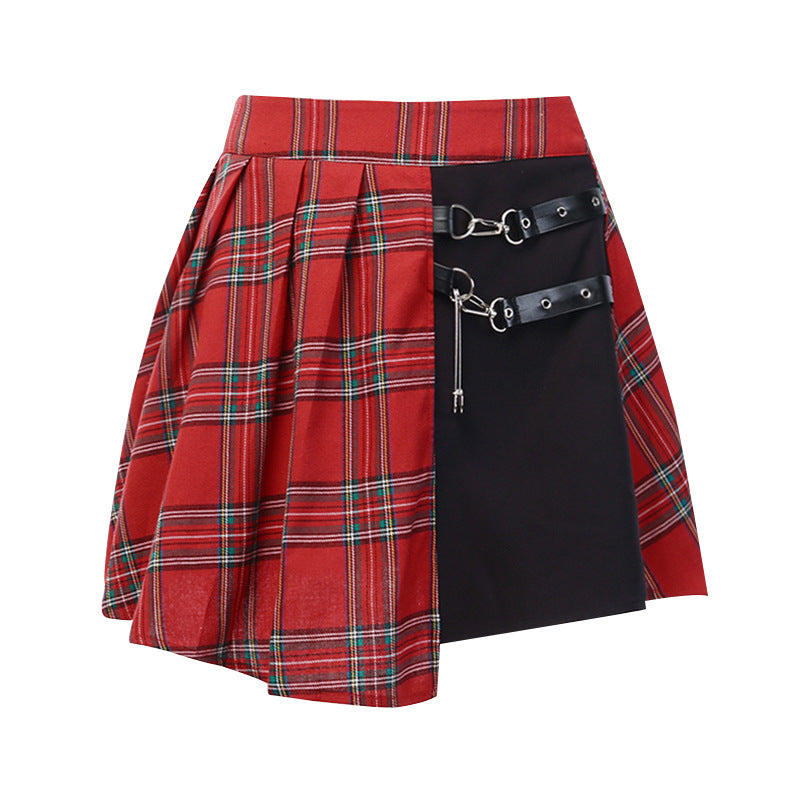 Red Gothic Pleated Skirt