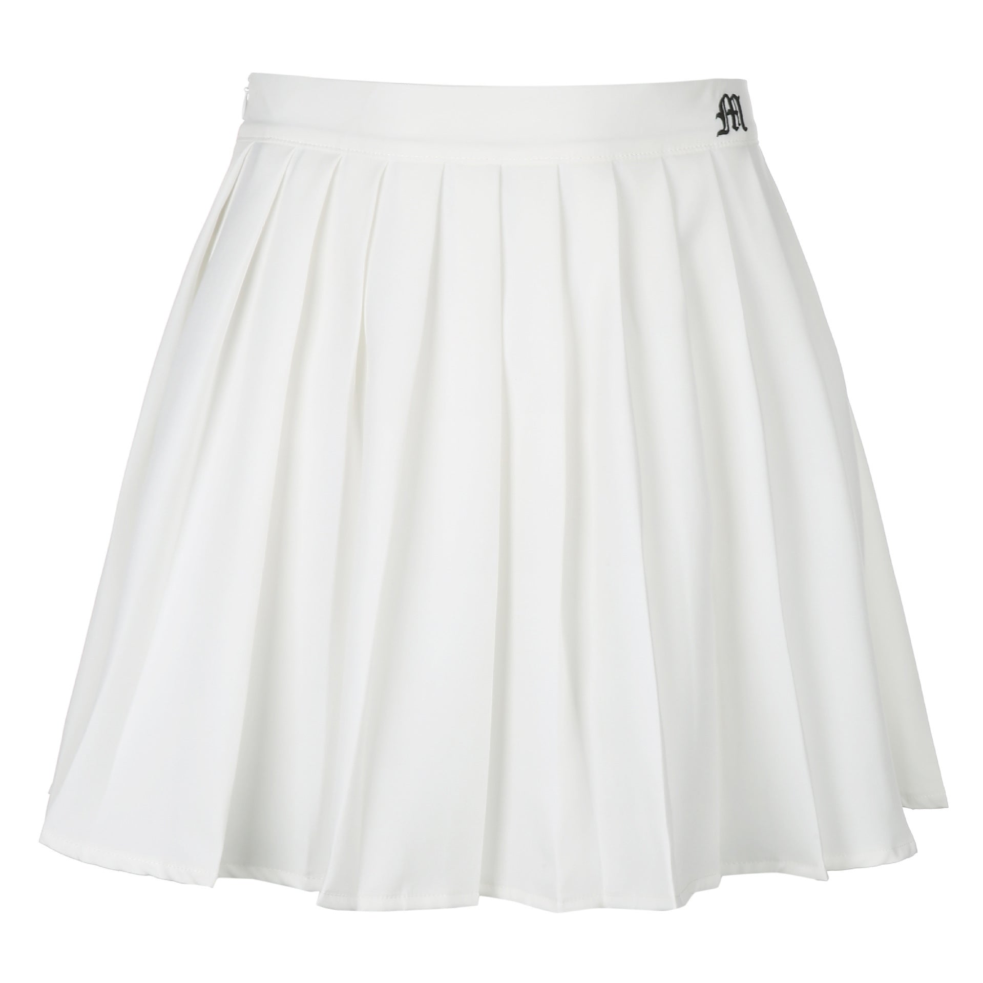 White Elastic Pleated Skirt