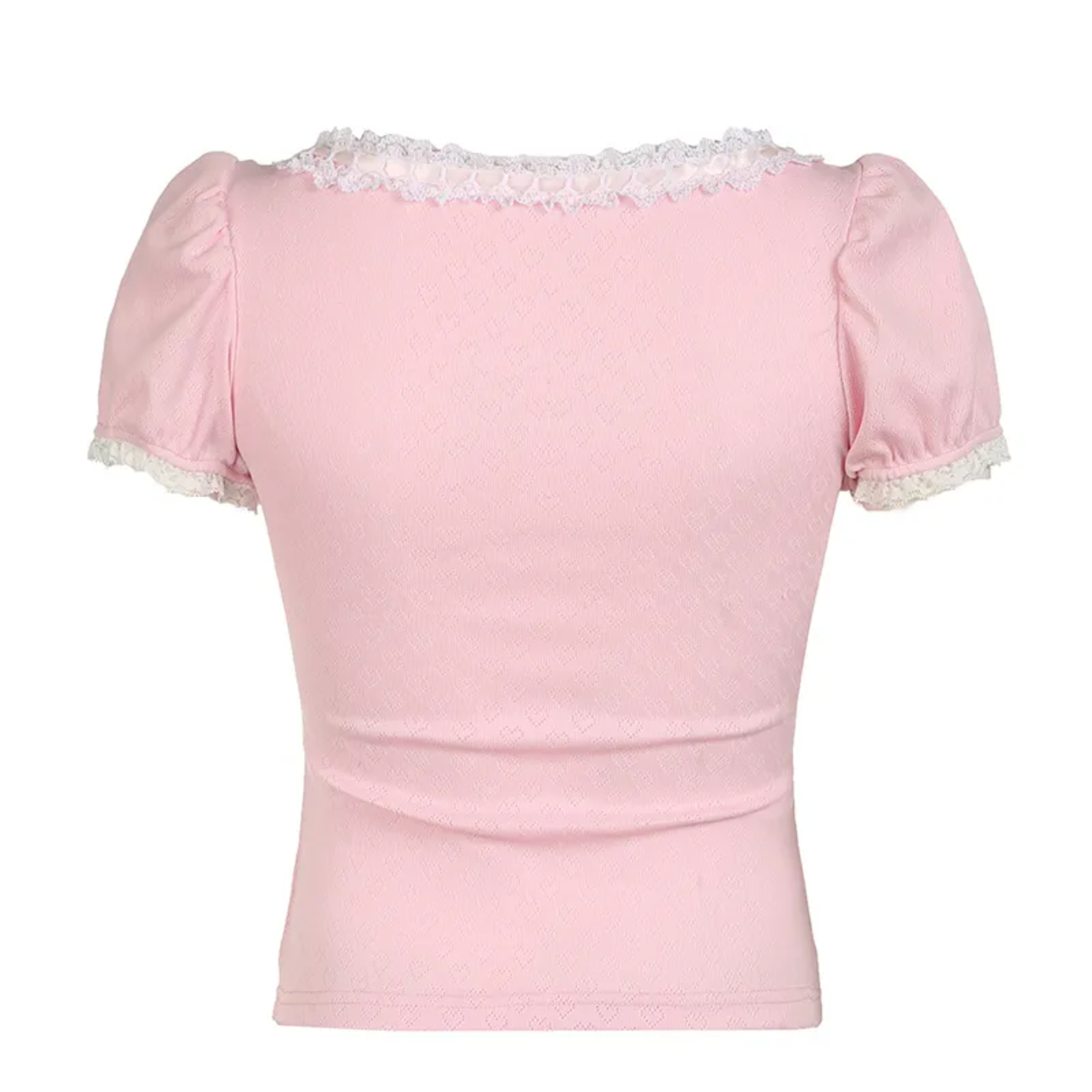 Pink Lace-Trim Coquette Bow Top