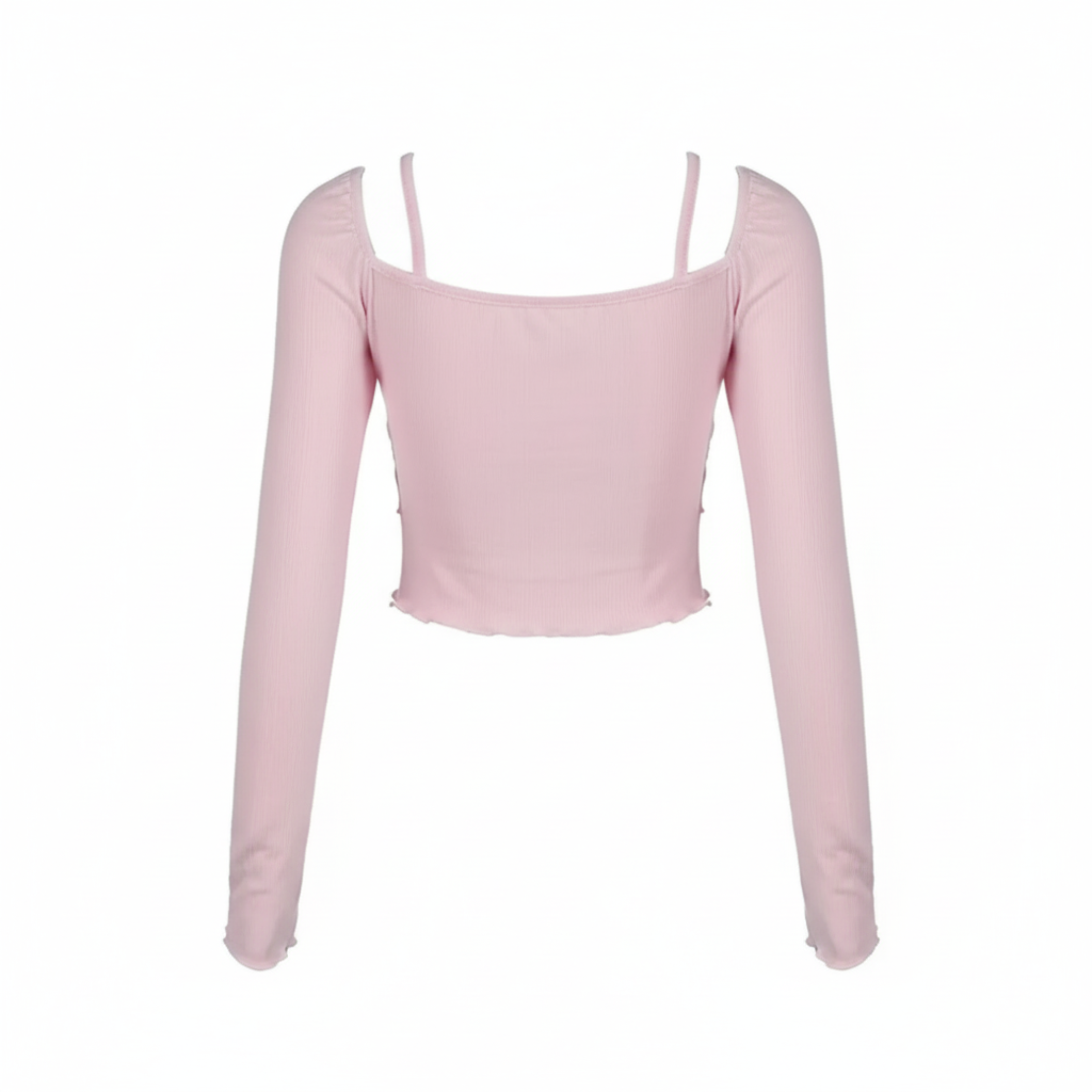 Angel Blush Lace-Trim Coquette Long Sleeve