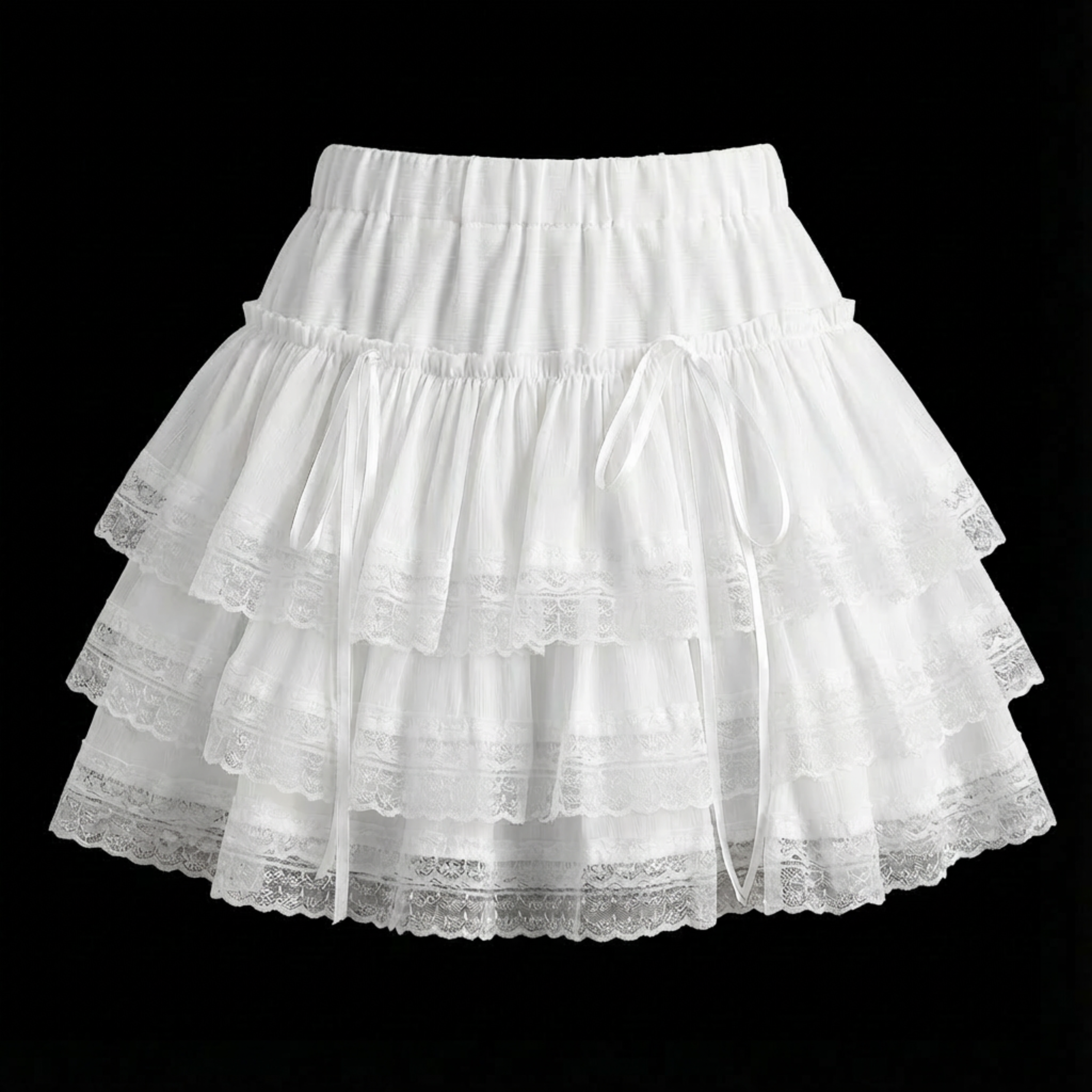 Ballet Style Lace Skirt High Waist Bow